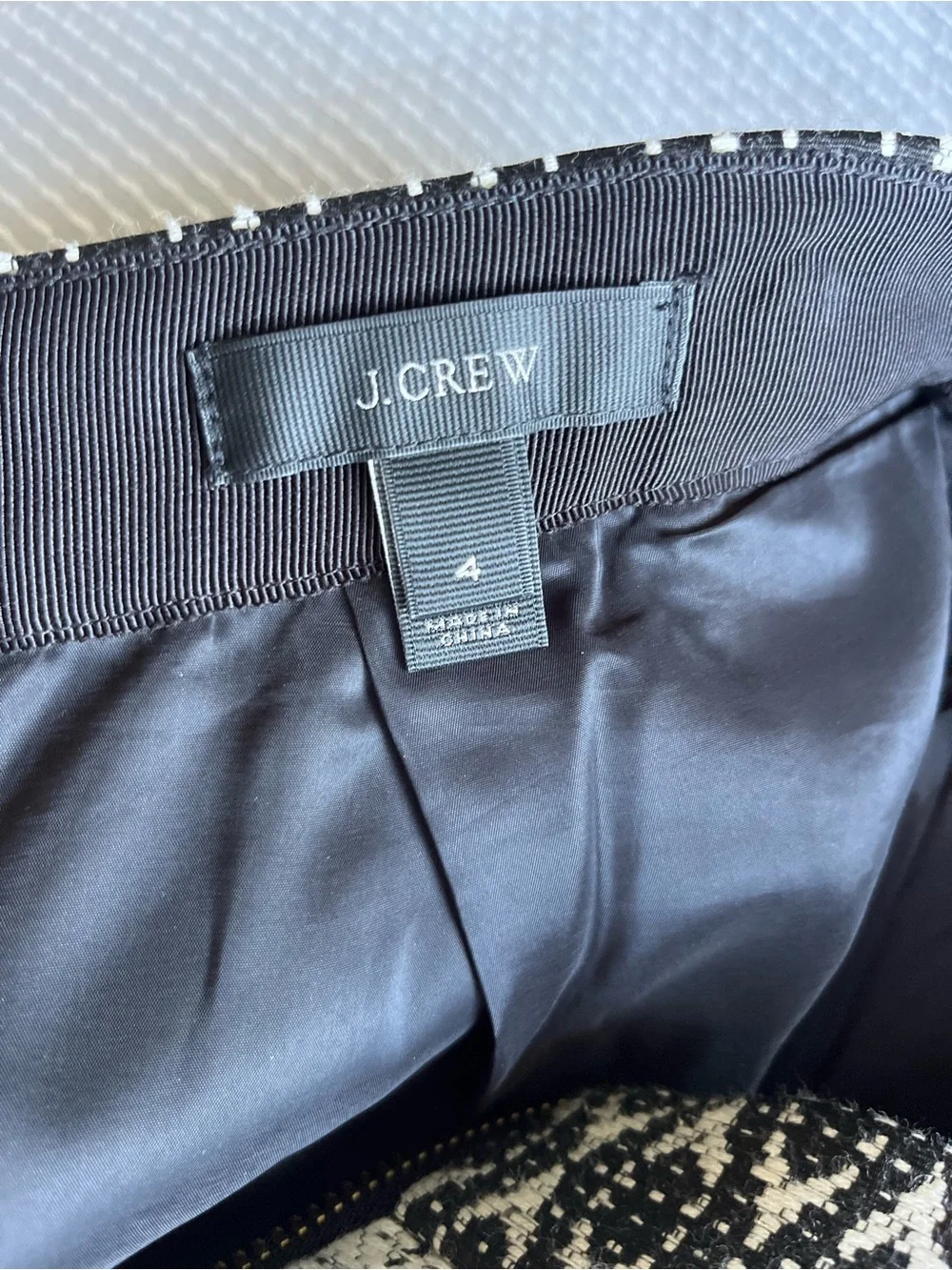 J. Crew Black and White Patterned Mini Skirt
